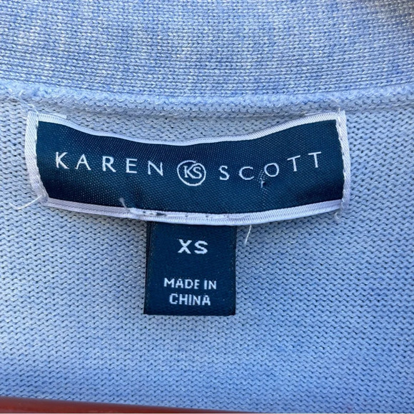 KAREN SCOTT Women’s Light Blue Knit Pattern Cardigan Size XS - Picture 3 of 12